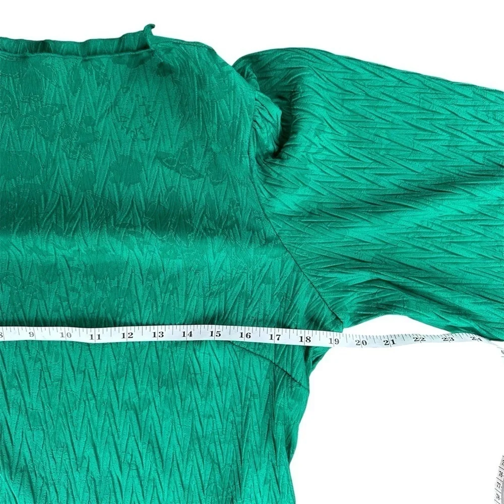 Maggy London NWT Long Sleeve Jacquard Shift Dress Green Large Christmas Holiday